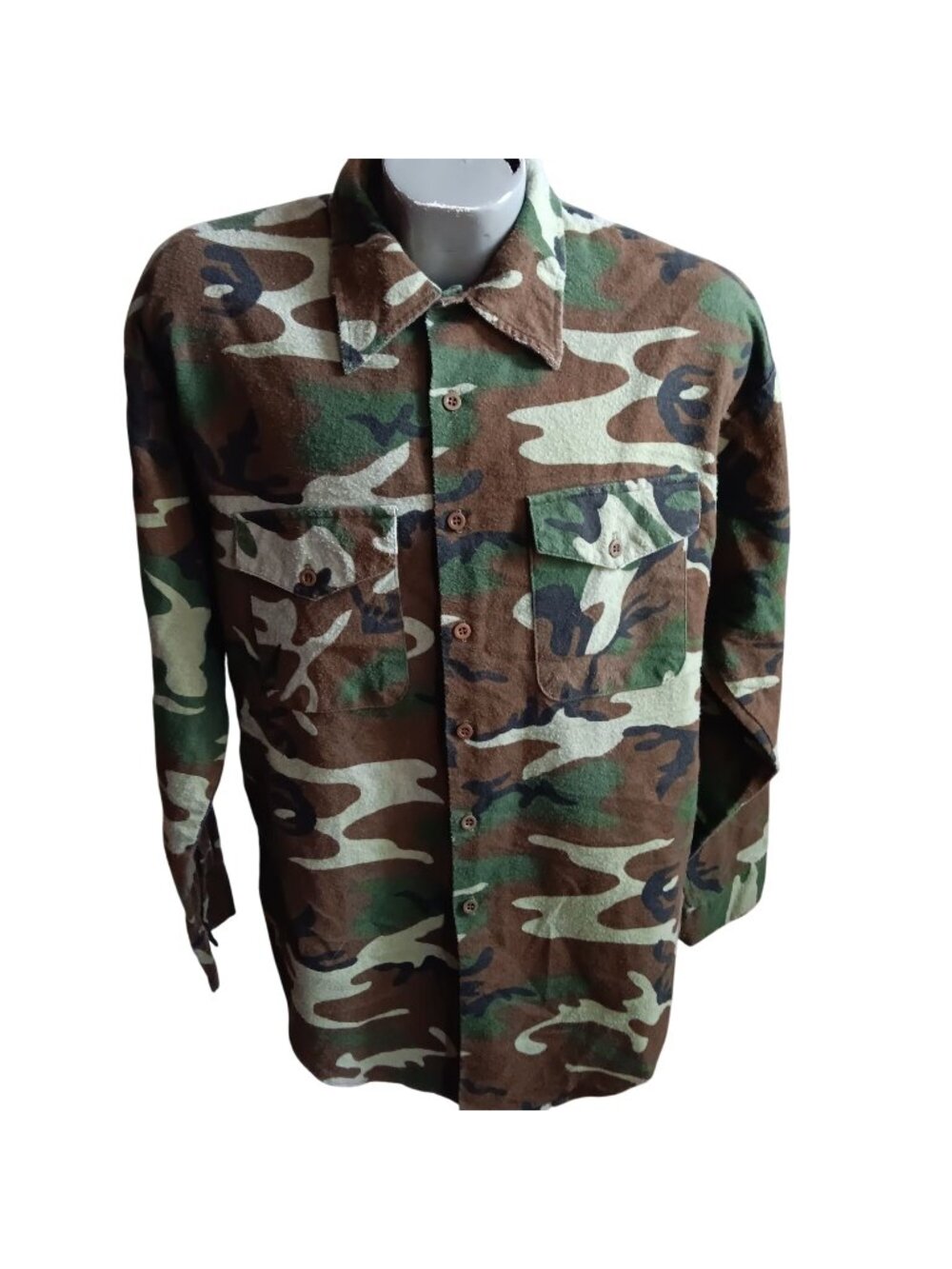XL Vintage Flannel Shirt Camouflage Bubba Brand Men's Button-Up Long Sleeve 90's
